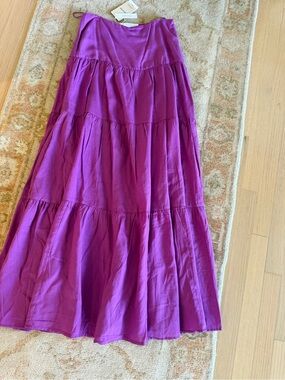 Mango Tiered Maxi Skirt in Vibrant Purple